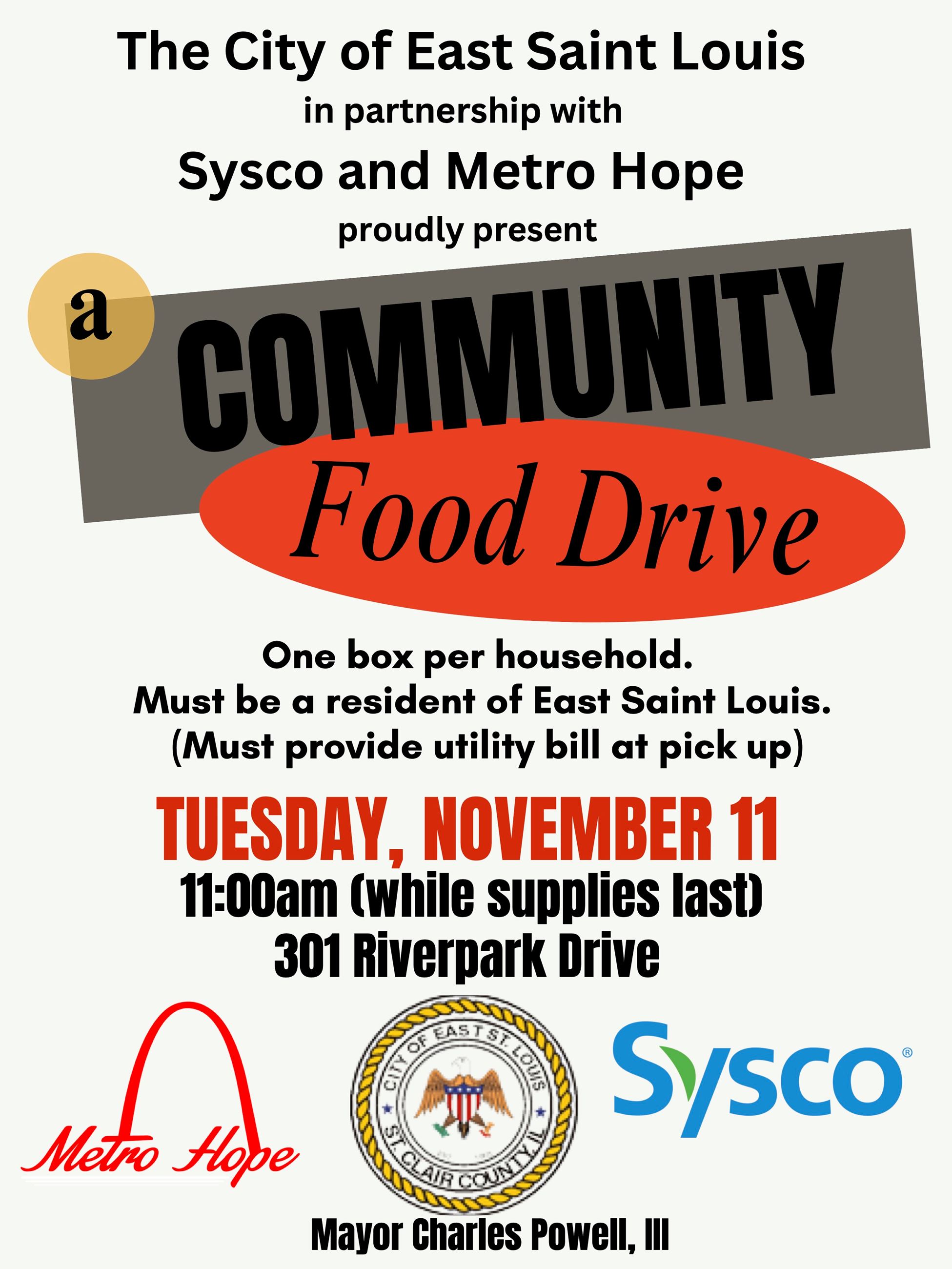 ESTL Food Drive Flyer November