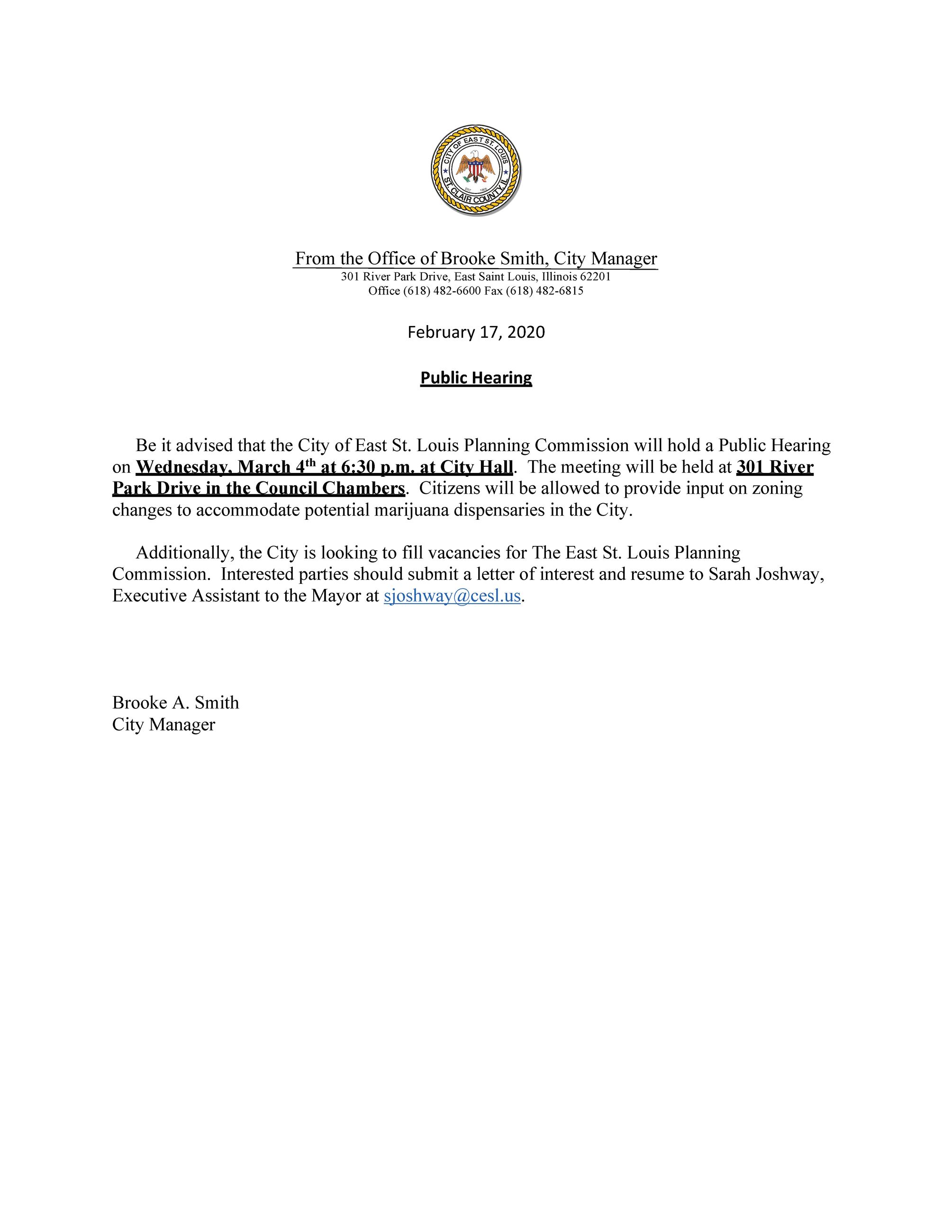 Public Hearing March 4, 2020