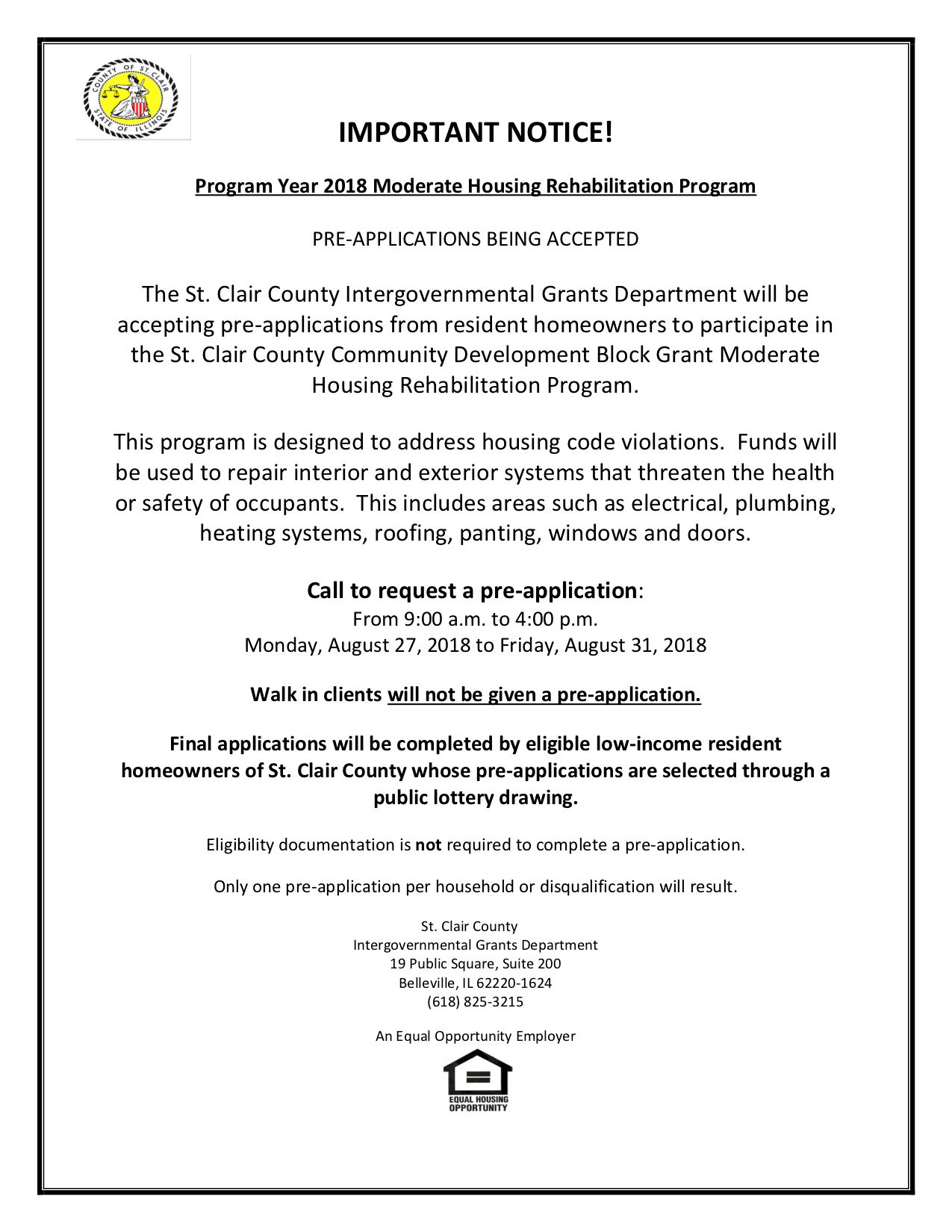 2018 Rehab pre-application flyer